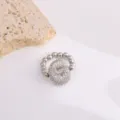 Zilverkleurige kralenring met micro-geplaveide zirkonia letterhanger voor dames sieraden. - Letter G