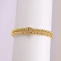 Gold Plated Letter E Beaded Bracelet, Double Strand Zircon Initial Bubble Charm Bracelet - Letter E