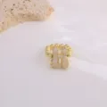 Gold-plated copper micro-paved zircon letter H ring fashion statement jewelry variant. - Letter H