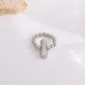 Zilveren kralen zirkoon ring, koperen micro-pave mode sieraden variant, glanzende stijl. - Letter I