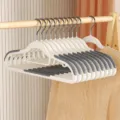 Wide shoulder non-slip plastic clothes hanger in quiet gray, durable double-notch. - Double Slot Style / Gray