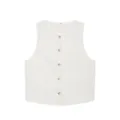Women summer casual solid color sleeveless linen vest, chic minimalist daily commuting top. - XS / Tops / White Top