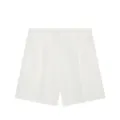 Casual white linen shorts detail, minimalist solid color commute style with front pleats. - XS / Bottoms / White Shorts