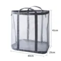 Opvouwbare mesh wasmand grijs ademende vuile wasgoed opbergmand met handvatten 40x25x41cm - Grijs