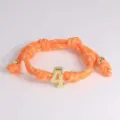Orange Braided Rope Bracelet with Gold Number 4 Charm Fashion Statement Jewelry Piece - 4