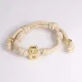 Woven braided rope bracelet featuring 3D number eight charm and gold beads for daily wear. - 8