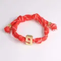 Red woven rope cord bracelet featuring gold color number nine charm fashion jewelry - 9