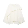 Asymmetric knit cape detail showing the unique draped scarf collar and soft texture. - S / Off White
