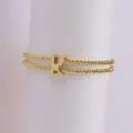 Gold Plated Beaded Letter K Bracelet Double Strand Chubby Initial Jewelry Gift for Women - Letter K