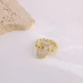 Gold plated initial ring with sparkling cubic zirconia, elegant alphabet letter ring. - Letter J