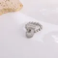 Zilveren kraal letter ring met zirkonia micro-geplaveide hanger mode dames sieraden. - Letter J