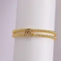 18k gold plated double layer beaded bracelet with cute chubby paved zircon letter G charm. - Letter G