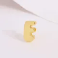 Gold bubble letter E pendant DIY jewelry accessory, glossy metal initial charm for necklace making - Letter E