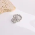 Modieuze koperen micro geplaveide zirkoon ring zilveren kralen ring variant stijl voor dames - Letter K