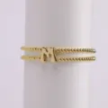 Gold Plated Bubble Letter M Beaded Bracelet Cute Puffy Alphabet Elastic Wristband - Letter M