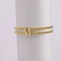 Chic 18k gold plated chunky bubble letter double layer beaded elastic bracelet for women. - Letter N