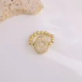 Gold Plated Copper Micro Pave Zircon Ring Letter Ring Variant Fashion Jewelry Accessories - Letter O