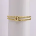 Gold plated brass double layer beaded letter O elastic bracelet variant jewelry accessory - Letter O