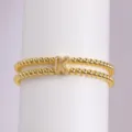 Gold Plated Zircon Initial K Stretch Beaded Bracelet Double Strand Cute Bubble Design - Letter K