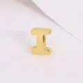 Gold puffed letter pendant shiny metal initial charm necklace DIY handmade jewelry accessory - Letter I