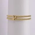 Gold Plated Beaded Letter P Bracelet Double Strand Elastic Chunky Bubble Fine Jewelry - Letter P