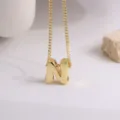 Élégante collier pendentif lettre N initiale plaqué or 18k bijou minimaliste chaîne fine chic - Lettre N