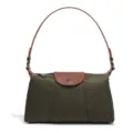 Retro Nylon Schultertasche für Damen, klassische braune Klapptasche Baguette Tasche elegant. - Vintage Umhängetasche (D2239#) / Armeegrün