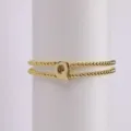 Gold Plated Bubble Letter Double Strand Beaded Stretch Bracelet Cute Alphabet Jewelry - Letter Q