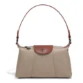 Damen Nylon Umhängetasche Khaki Braun Baguette Tasche Vintage Stil Schultertasche für Damen neu - Vintage Umhängetasche (D2239#) / Haferflocken