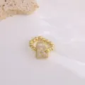 Elegant 18K gold plated copper ring featuring a sparkling micro-pave cubic zirconia letter. - Letter R