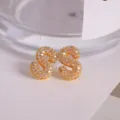 Gold-plated letter S micro-set zircon stud earrings, elegant daily accessory for women. - S