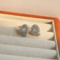 Silver full zircon letter stud earrings, sparkling crystal balloon design jewelry. - Letter Q / Silver