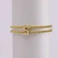 Double layer beaded bracelet with chunky letter S pendant, gold plated brass jewelry. - Letter S