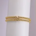 Double layer gold plated beaded bracelet with zircon letter N charm elastic jewelry - Letter N