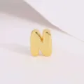 Gold Letter N Puffy Pendant Shiny Metal Alphabet Charm for DIY Necklace Jewelry Making Supply - Letter N