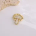 Copper micro-pave zircon letter ring 18K gold plated fashion jewelry for women gifts. - Letter T
