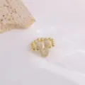 Gold letter V ring micro pave cubic zirconia stylish adjustable fashion jewelry gift for women - Letter V