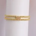 Stylish Chic 18K Gold Plated Zircon Initial Bubble Double Layer Beaded Elastic Bracelet - Letter Q