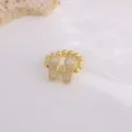Gold Plated Micro Pave Zirconia Initial Letter Ring Fashion Copper Jewelry Variant - Letter W