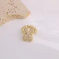 Luxury Fashion Gold Zircon Letter Ring 18K Gold Plated Copper Ring For Women Jewelry - Letter X
