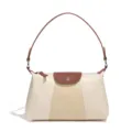 Elegante Damen Schultertasche stilvolles Kontrastdesign PU Leder Griff modische Handtasche - Patchwork-Umhängetasche (D2239-1#) / Creme Mit Braun