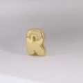 Gold puffy letter R charm pendant, smooth metal DIY handmade necklace jewelry making accessory. - Letter R