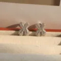 Silver cubic zirconia bubble letter X stud earrings, sparkling pavé rhinestone jewelry. - Letter X / Silver