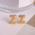 Gold Plated Letter Z Stud Earrings Micro Paved Cubic Zirconia Fashion Jewelry New - Letter Z