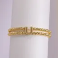 18k gold plated double layer beaded bracelet with zircon letter U charm for women - Letter U