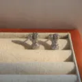 Silver rhinestone bone stud earrings sparkling cubic zirconia chic ear jewelry style - Letter Y / Silver