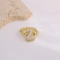 Gold-plated copper micro-pave zircon letter ring fashion jewelry variant style option. - Letter Z