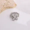 Modieuze koperen micro-set zirkoon letter ring met zilveren kralen, trendy sieraden. - Letter X