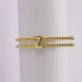 Gold plated brass chunky bubble letter Z beaded elastic bracelet for women chic daily wear - Letter Z