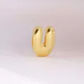 Gold puffy letter U charm pendant, smooth metal DIY necklace jewelry making accessory - Letter U